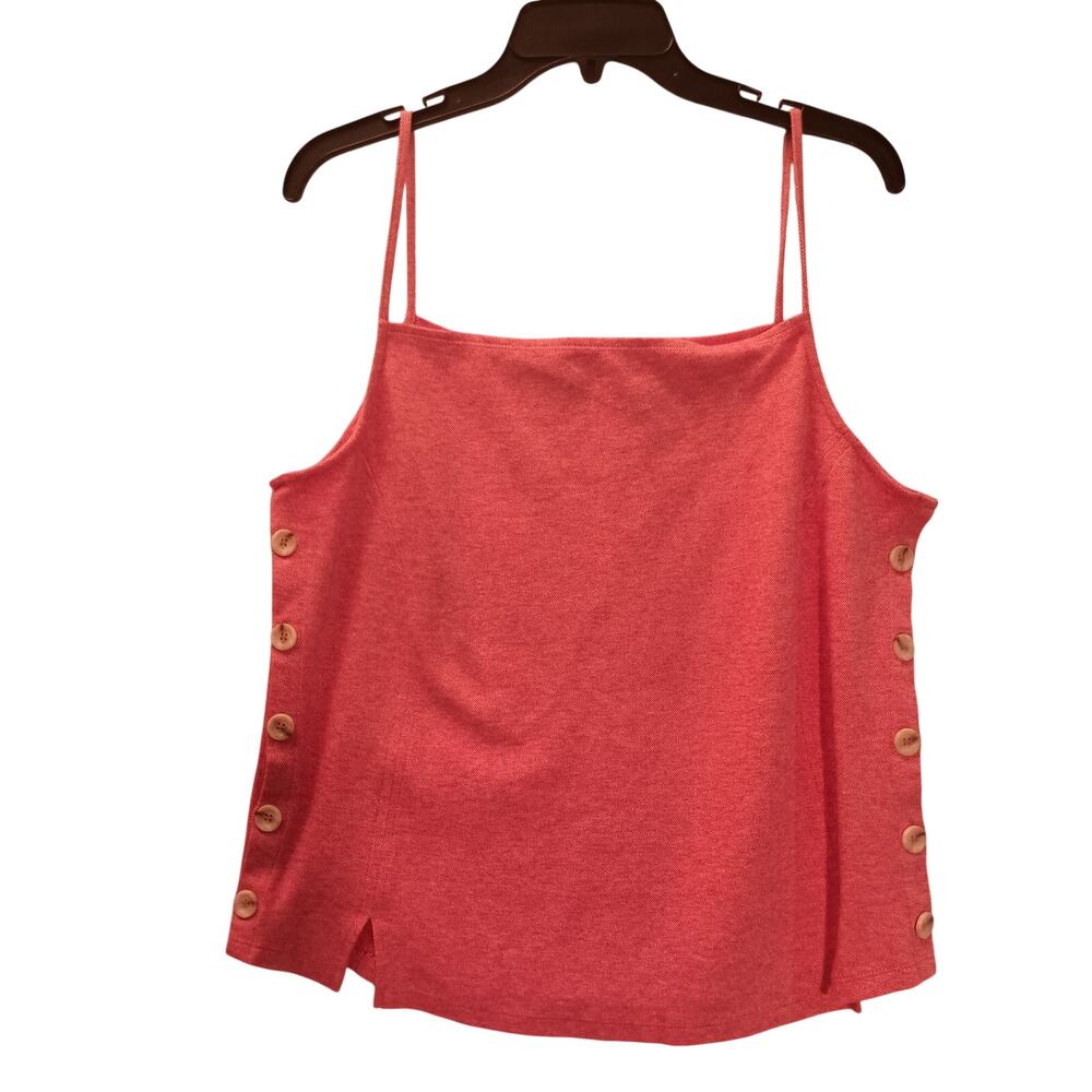 Meadow Rue Anthropology Pink Cami Spaghetti Straps Button Placket on the Side XL